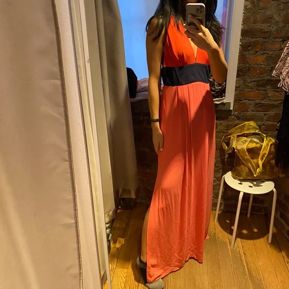 strapless open back dress Vintage Y2k 00s BCBG Max Azria Silk Halter Neck Dress main image 1